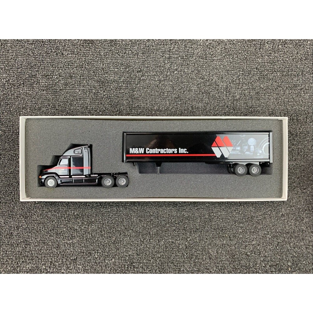 Penjoy Collectible Vintage M&W Contractors Inc. Die Cast Toy Semi Truck Trailer